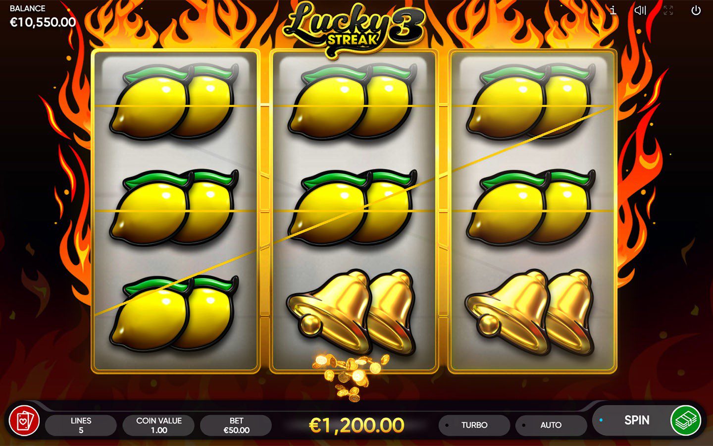 Schermata giocata Lucky streak 3 simbolo LIMONE