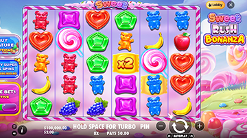 Sweet rush Bonanza slot machine schermata combinazioni vincenti